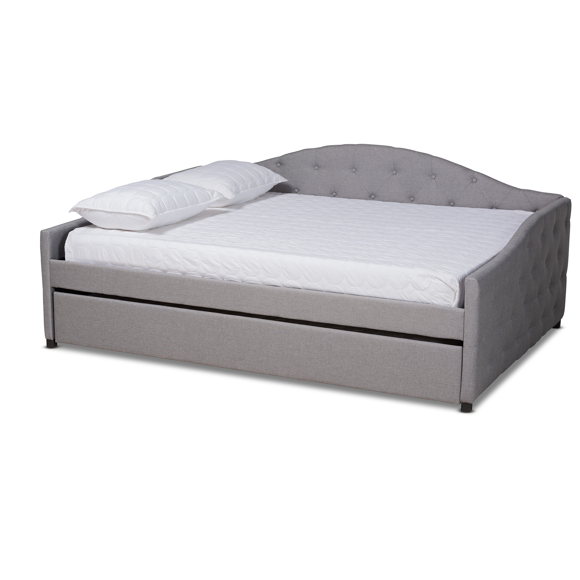 Baxton Studio Becker Modern and Contemporary Transitional Grey Fabric Upholstered Full Size Daybed with Trundle